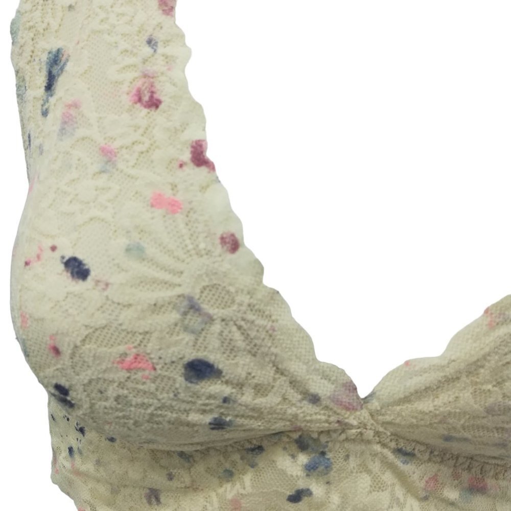 Victorias Secret PINK Lace Halter Floral Bralette Size S Lined Stretch Cream - Picture 5 of 11